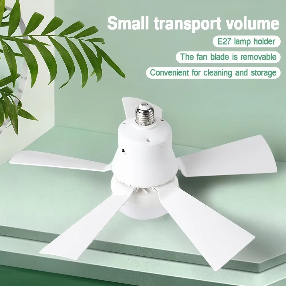 Fan For E27 Socket Light With Remote Ceiling Fan Adjustable Smart LED 3Speed AC