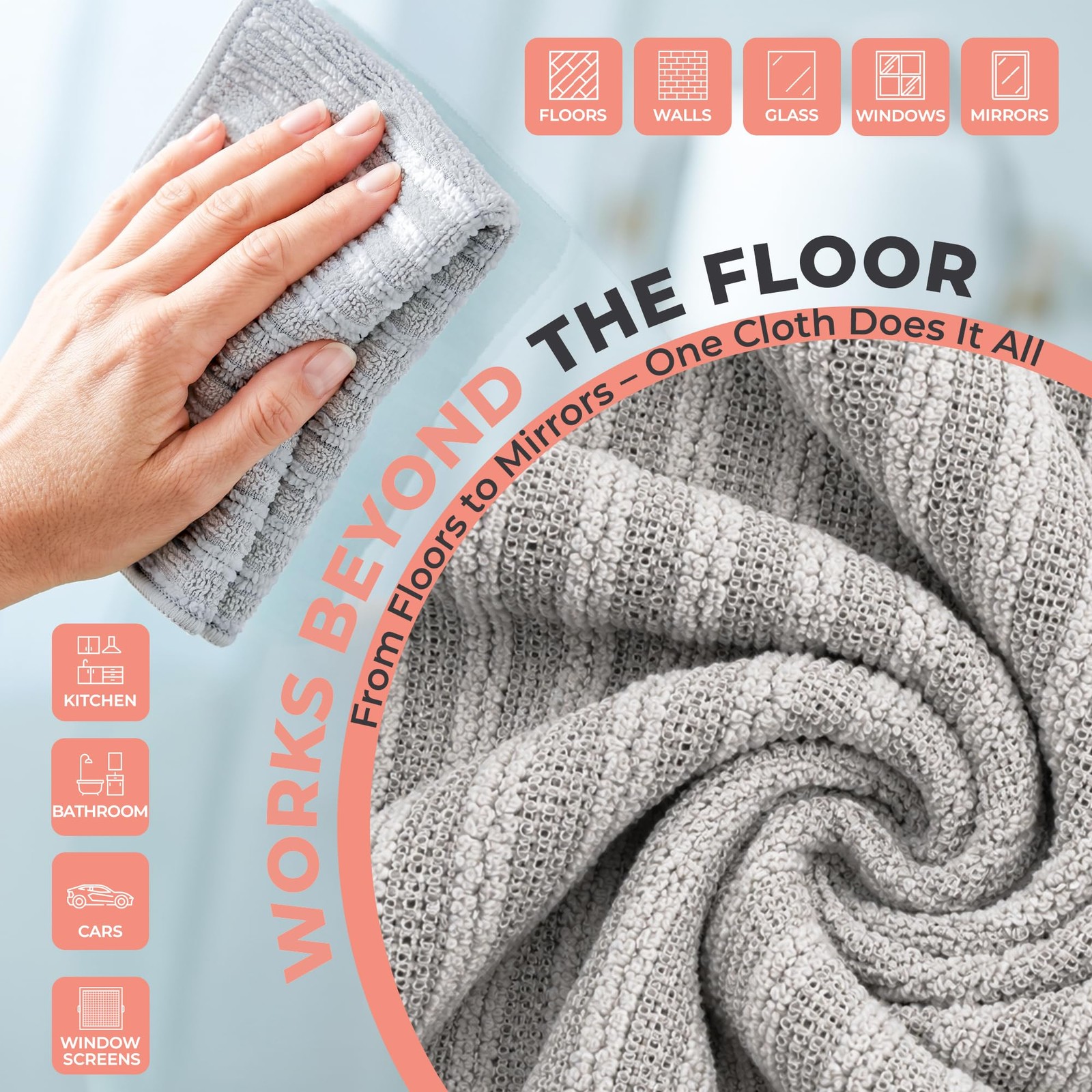 3D-Layer Cleaning Cloth - Reusable Microfiber Towel (13" x 10") Multi-Purpose...