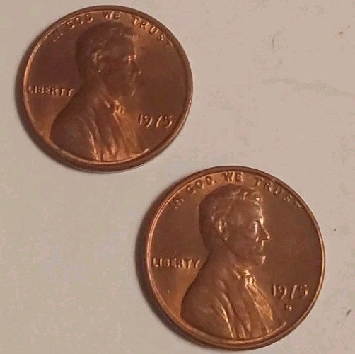 1975 Phily & Denver Lincoln Memorial Red Cent Uncirculated 2 Coin Set Free Post
