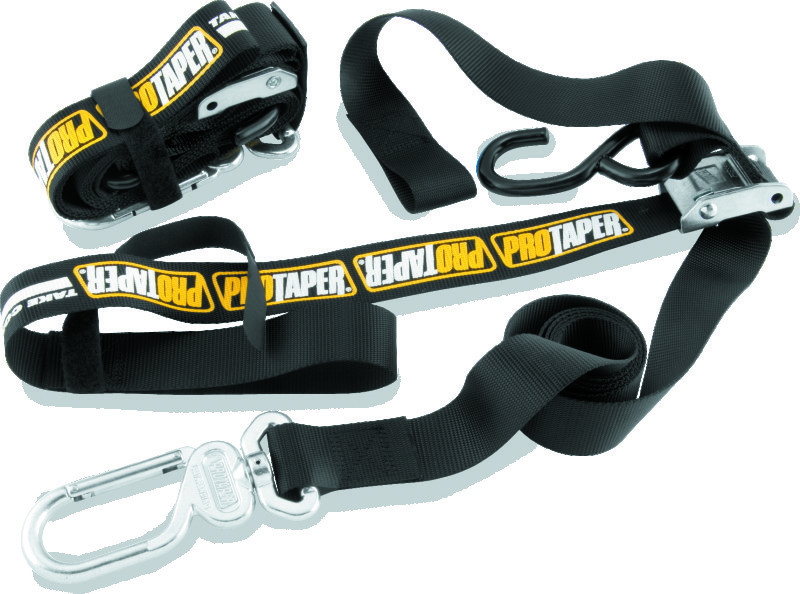 ProTaper 022819 Motorcycle Tie Down Straps 1.5" x 84" Swivel Carabiner Black