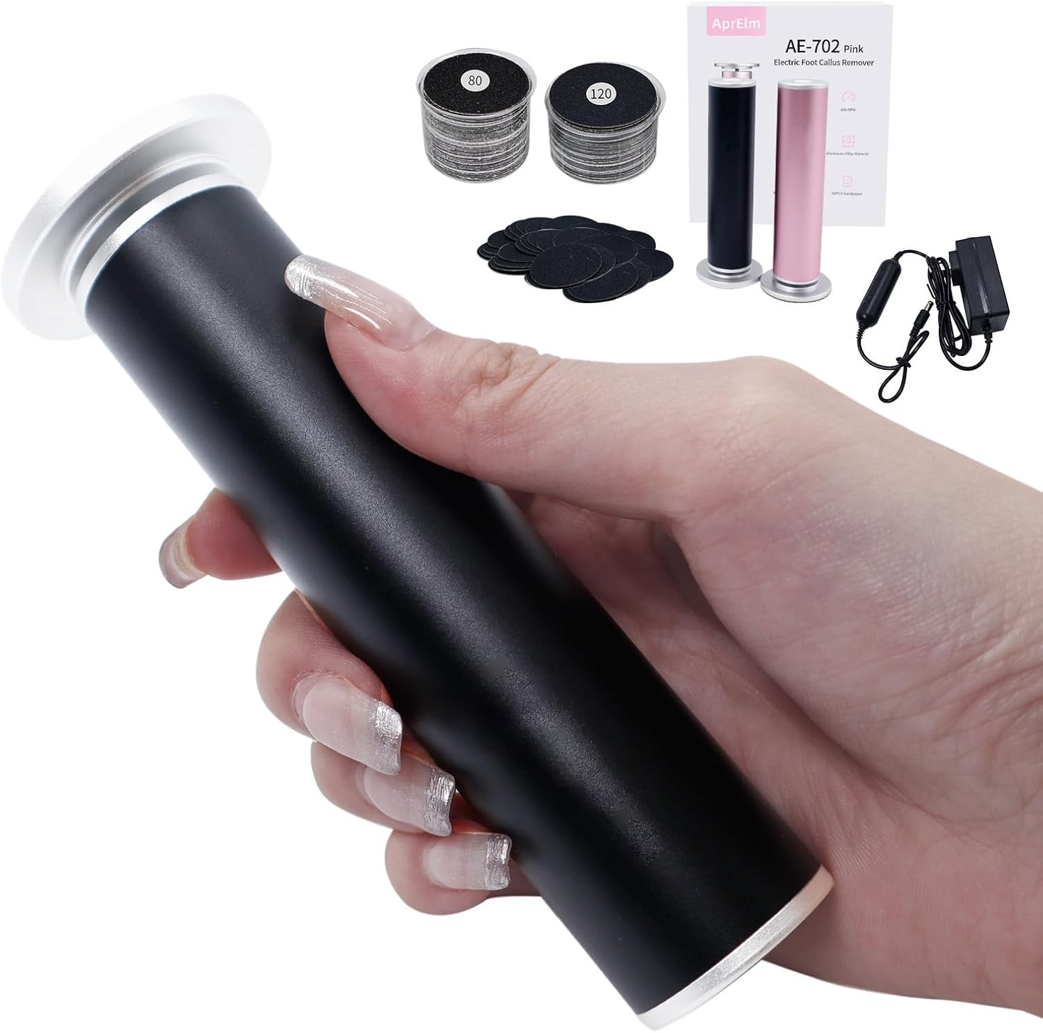 Electric Foot Callus Remover with 80Pcs Sandpaper Discs, 4.8IN Longer Profession