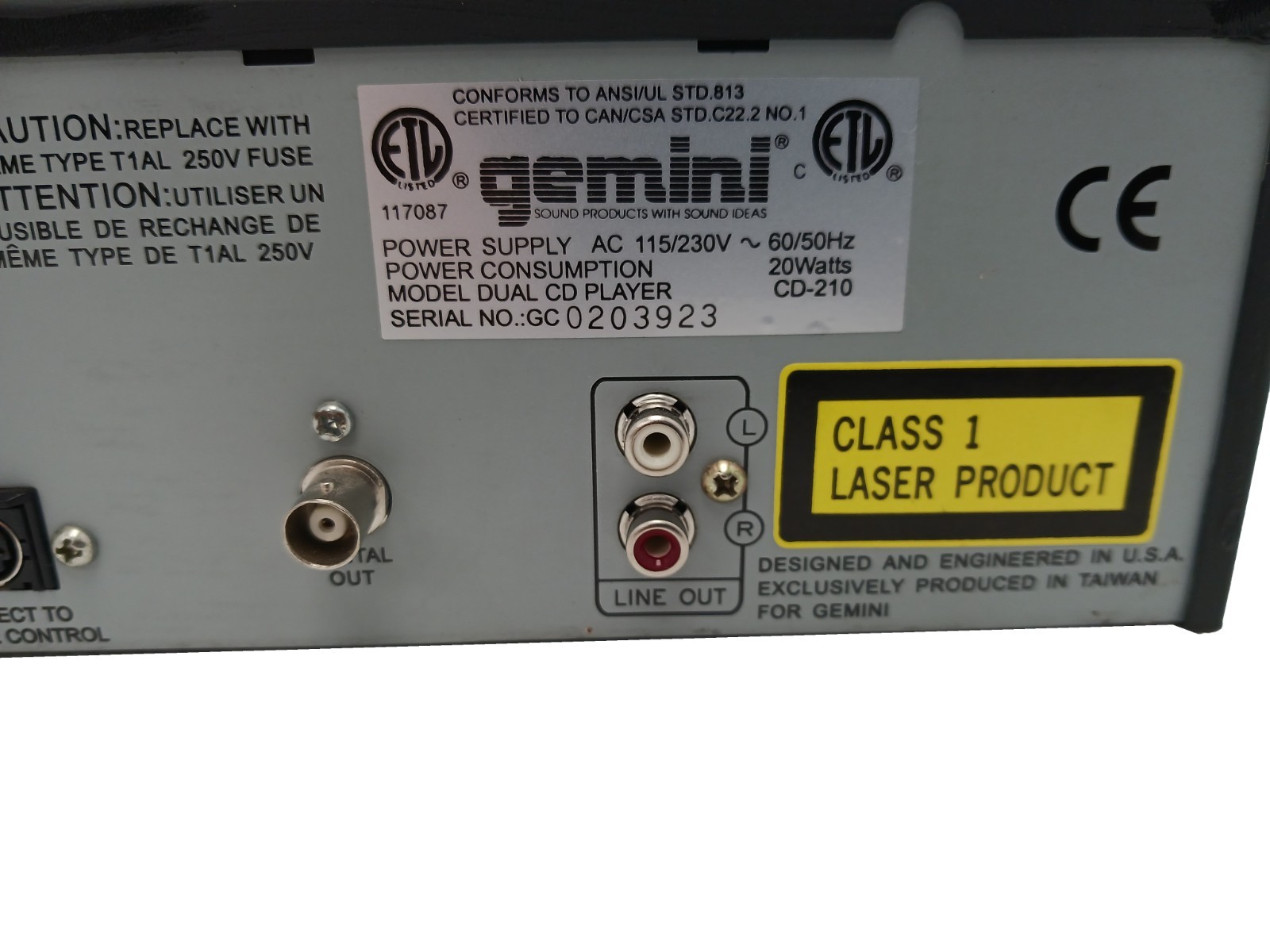 Gemini CD-210 Dual Disc CD Player System - WORKS