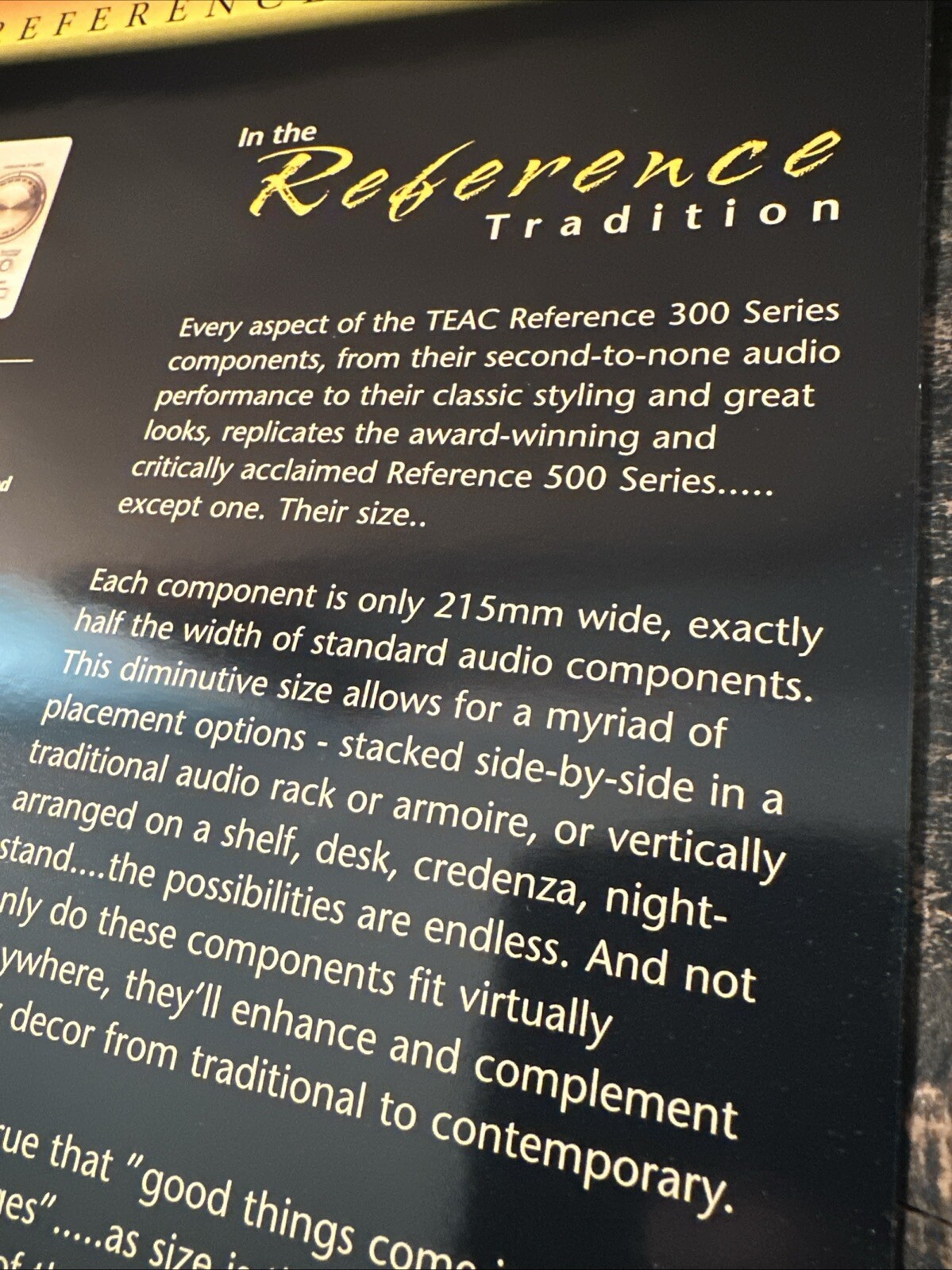 Teac Reference 300 Series Dealer Brochure Specification Sheet ￼
