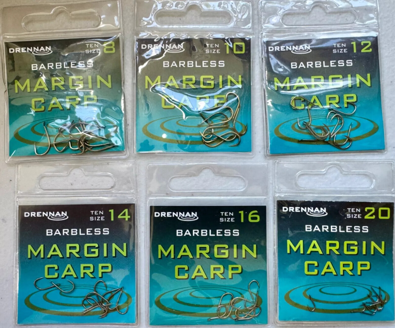 Drennan Barbless Margin Carp Spade End Coarse Hooks in Sizes 8 to 20