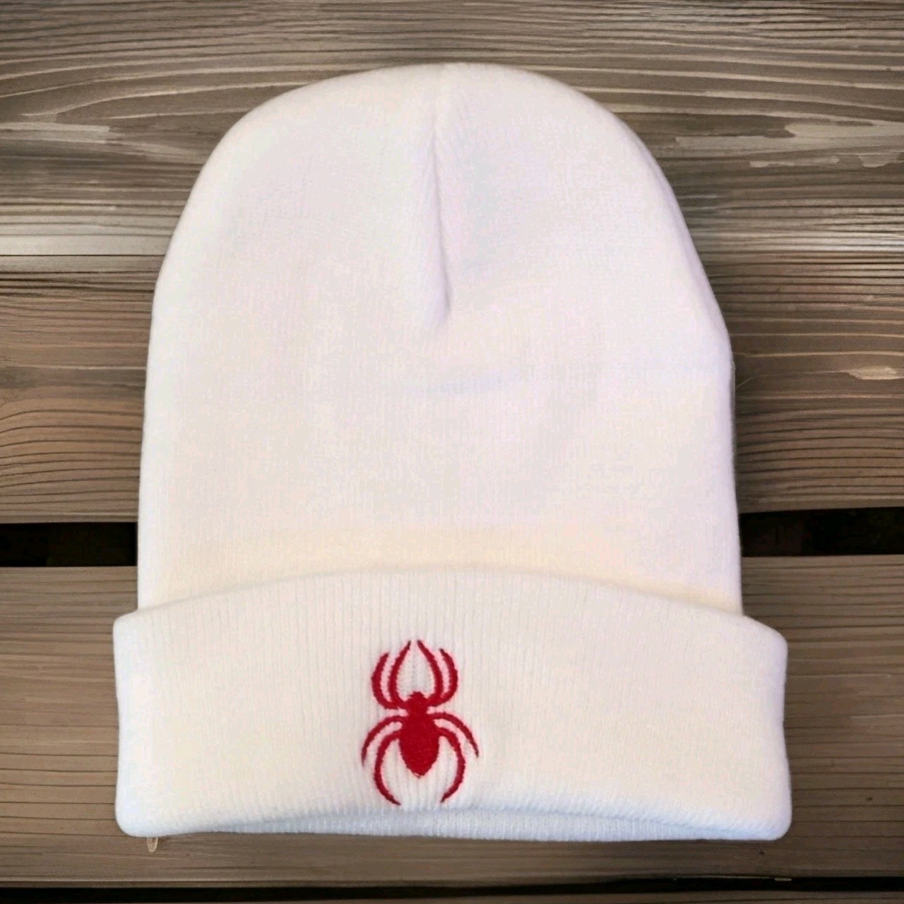 Spyder White & Red Beanie Skull Cap Men's One Size NWT Warm New Sealed