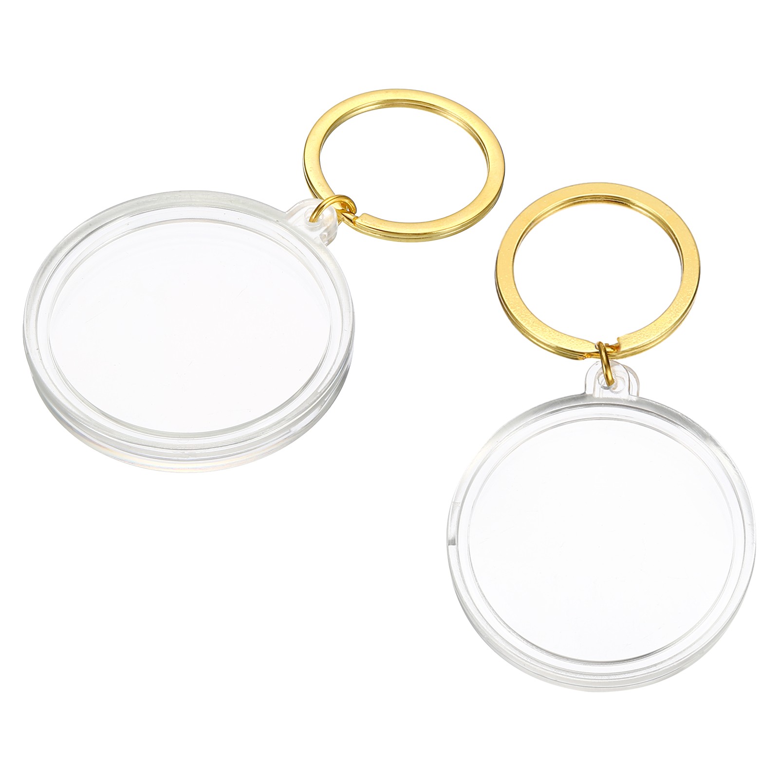 Plastic Coin Holder Keychain, 2Pcs Coin Case with Key Ring, Golden