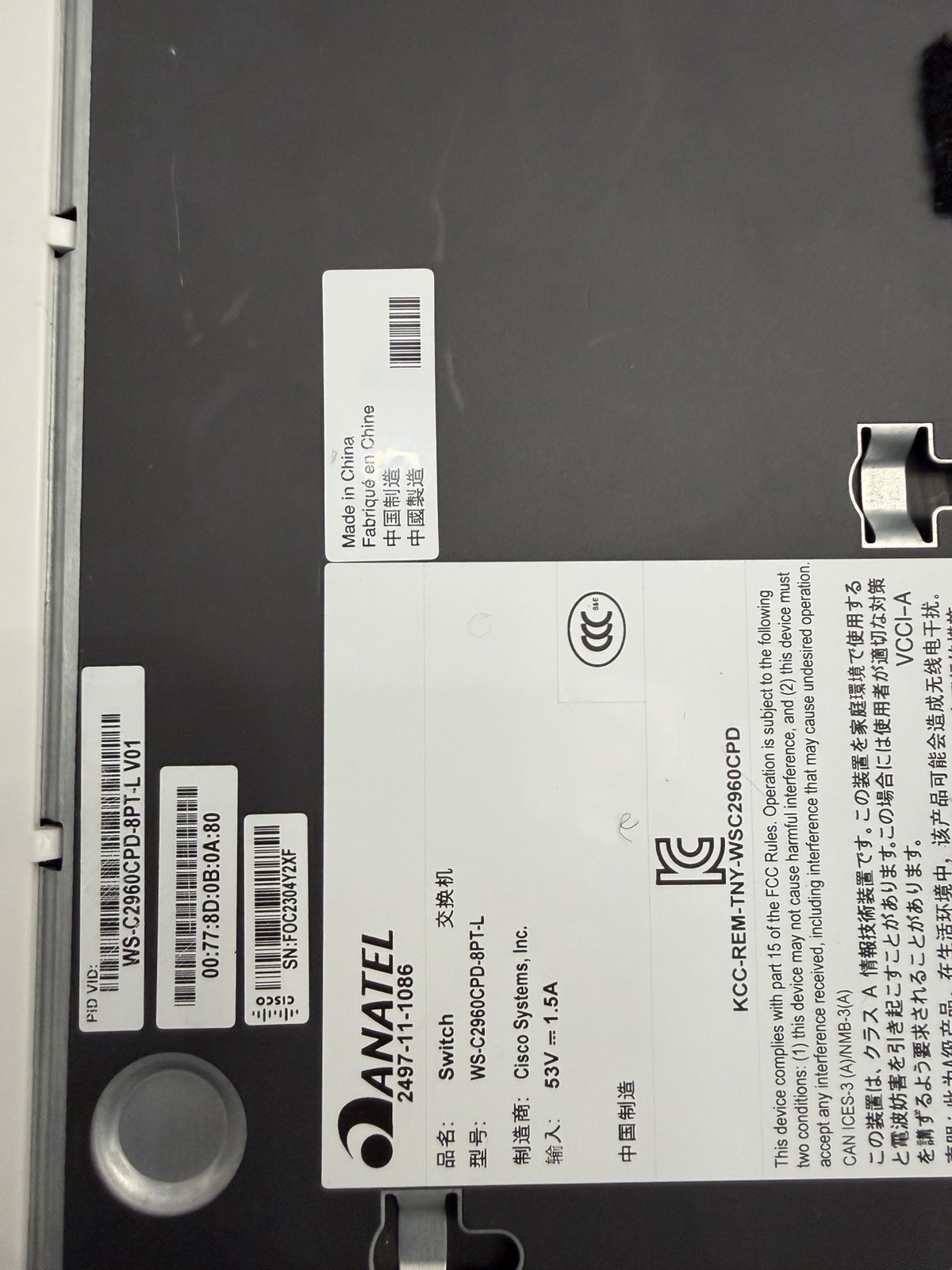 Cisco Catalyst WS- C2960 CPD-8PT-L