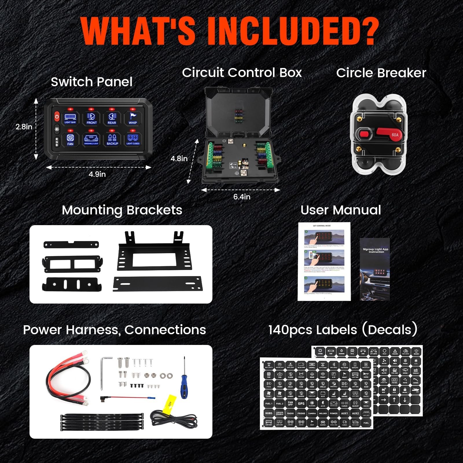 SUPAREE 8 Gang Bluetooth RGB Switch Panel,Toggle Momentary Flash Strobe Memor...