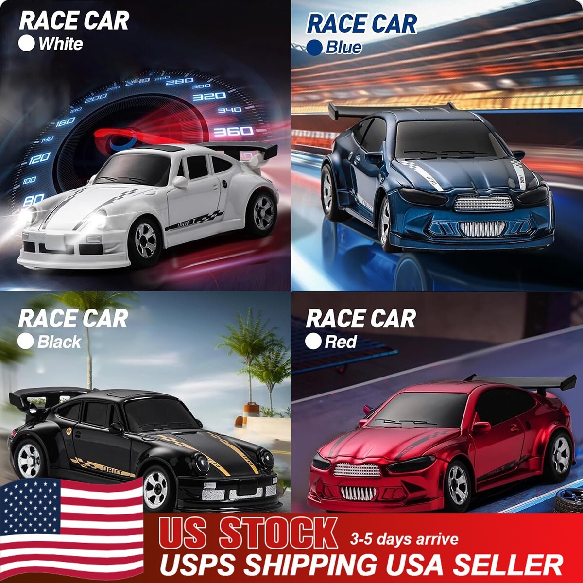 USA 1/64 Drift RC Car Mini Sportscar 2.4Ghz Racing Remote Contrl Vehicle Model