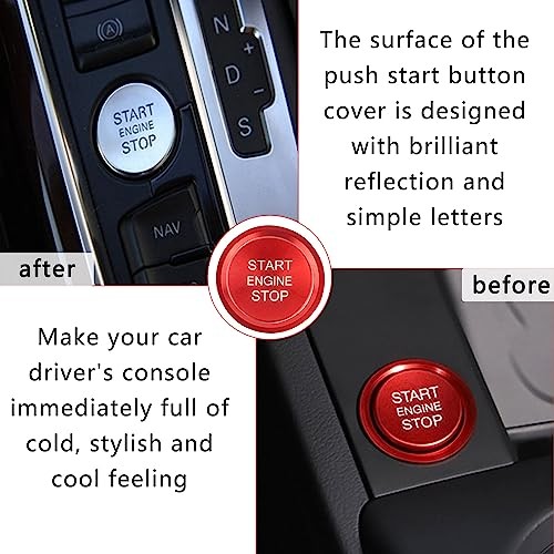 Car Push Start Button Cover Compatible with Audi,Cool Aluminum Engine Start Red