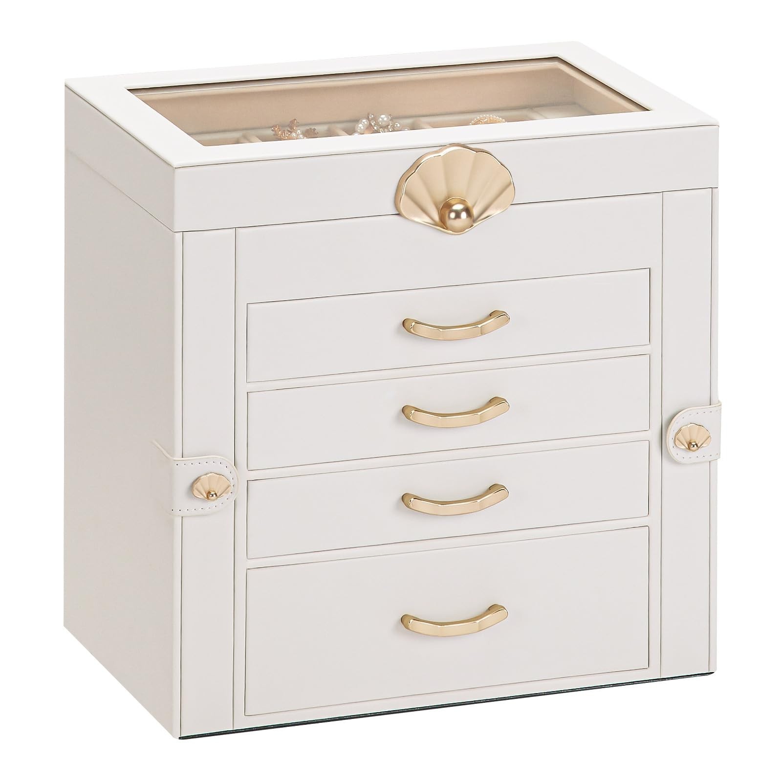 Enthralite Jewelry Box with 4 Drawers: Display Organizer for Earrings Necklac...