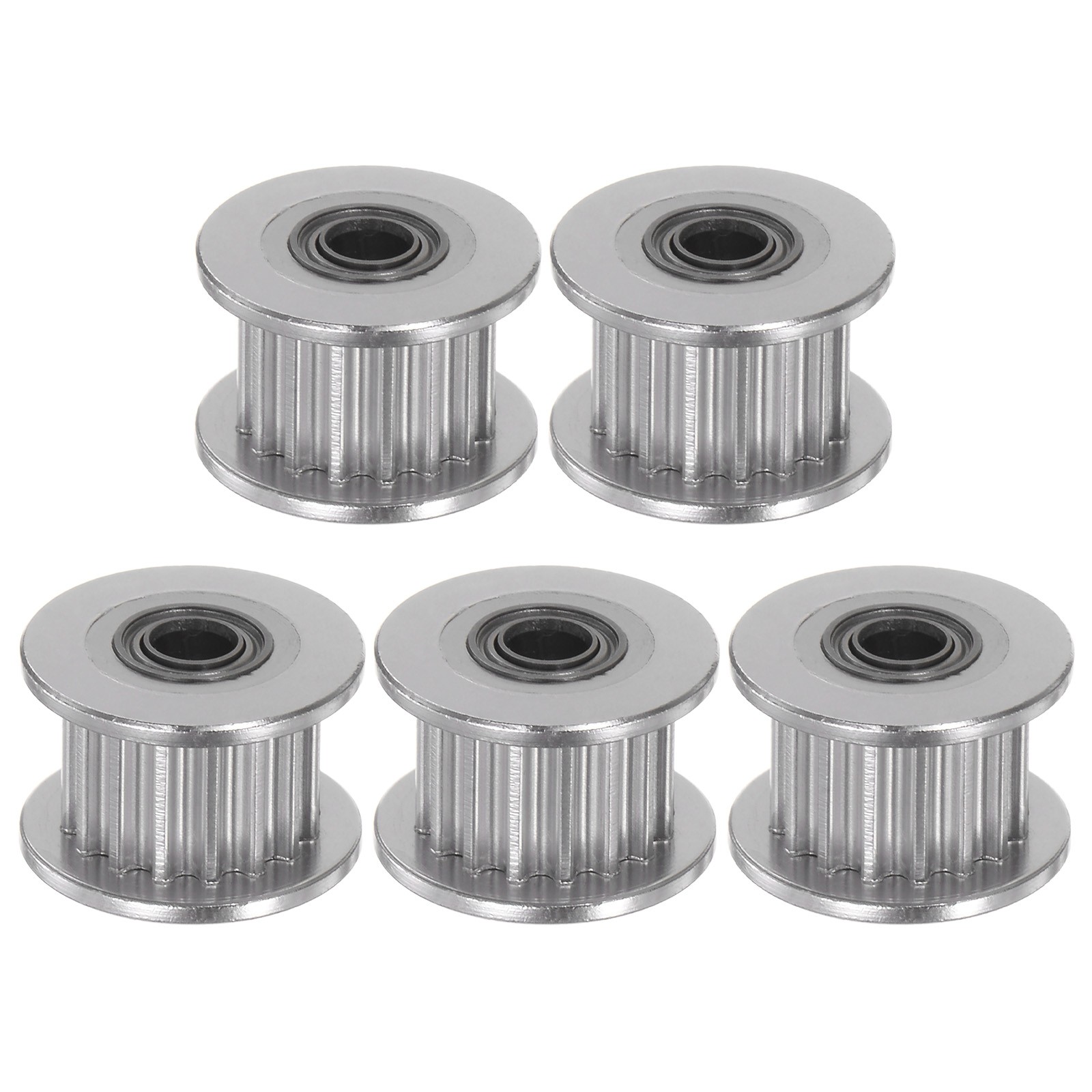 5pcs 2GT Idler Pulley 16 Teeth 3mm Bore 13mm Dia. 6mm Width Belt, Silver Tone
