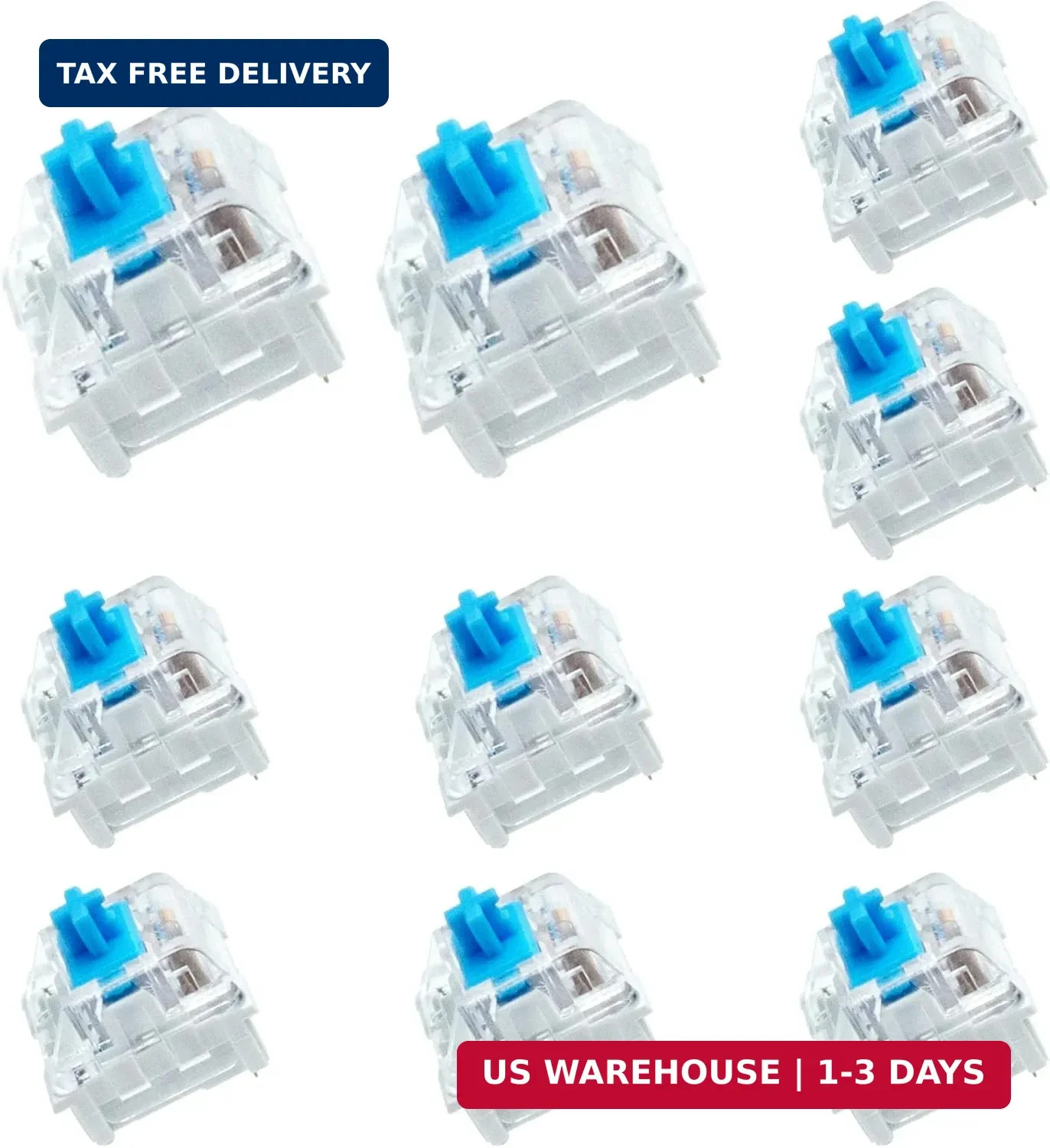 10 PCS Blue Switch Replacement 3 PIN Mechanical Keyboard Switches, Clicky, Accur
