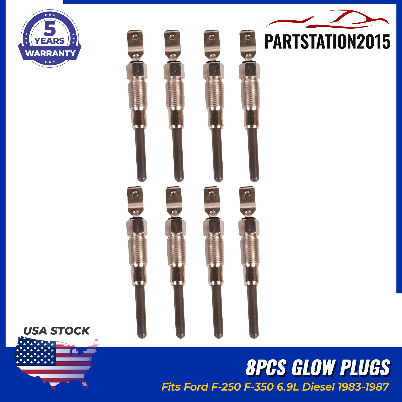 8Pcs Fits Ford F-250 F-350 6.9L Diesel 1983-1987 Glow Plugs E3TZ12A342A