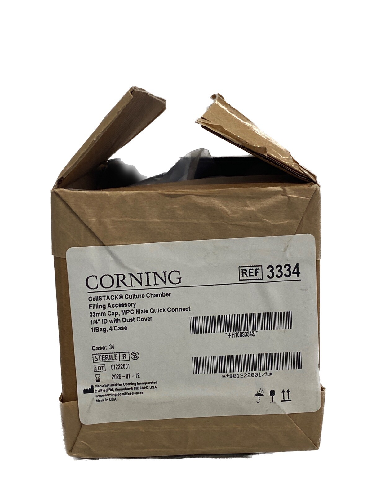 (4/Cs) CORNING CellStack Culture Chamber Filling Cap Accessory 33mm MPC Quick