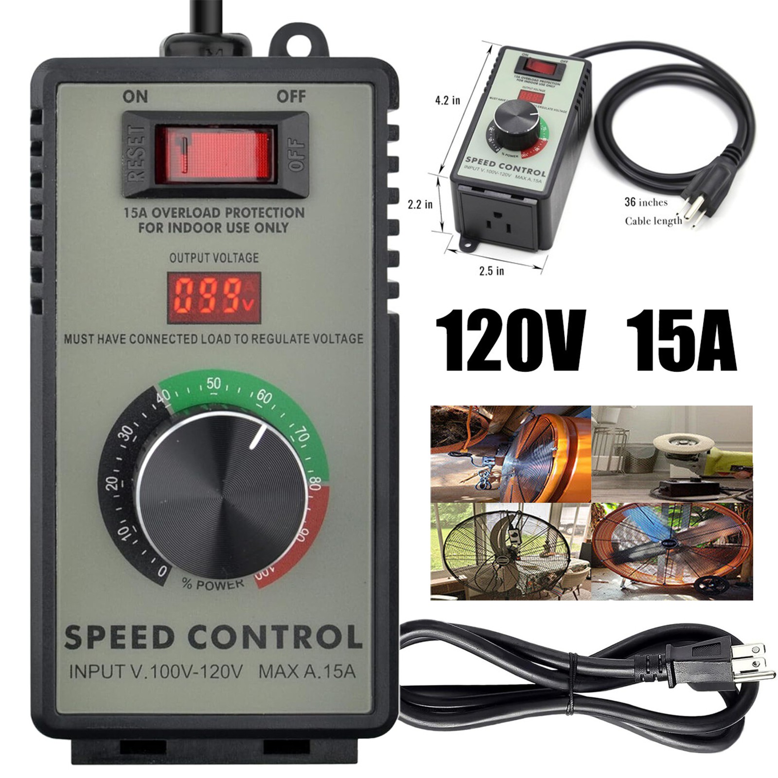 Variable Speed Controller for Router Fan Electric Motor Rheostat 120V Adjuster