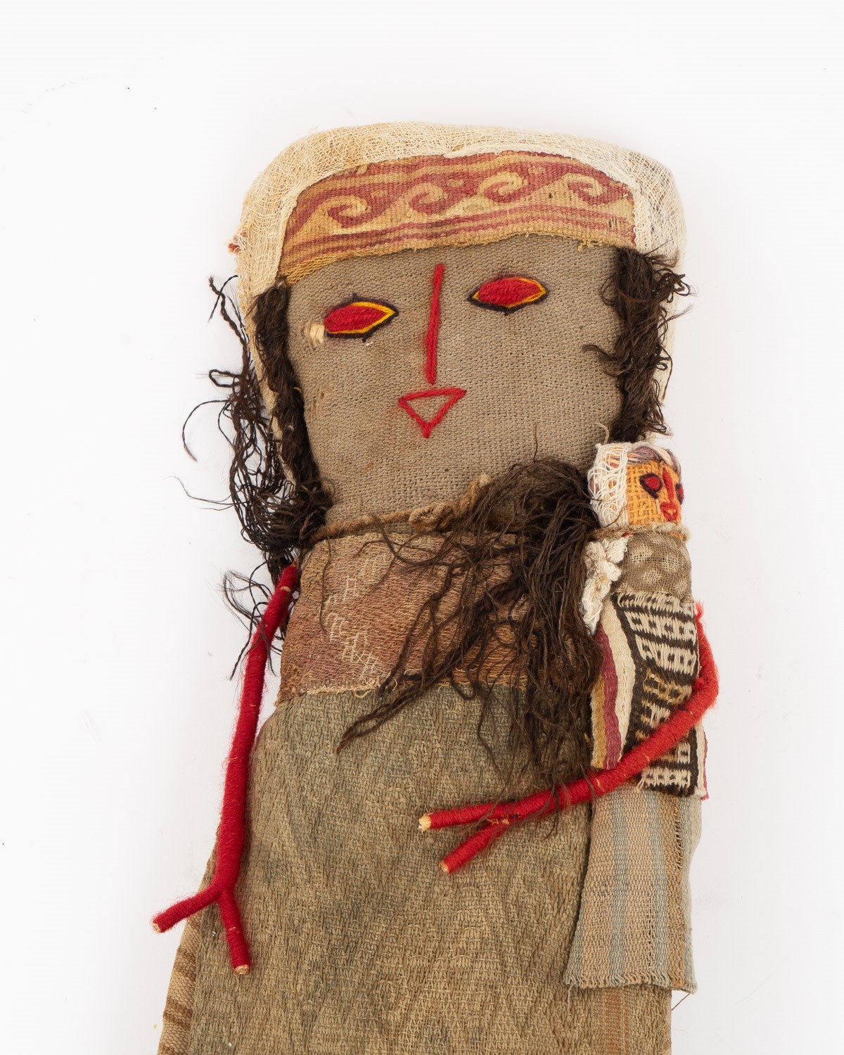 Large Pre-Columbian Chancay Burial Doll from Peru Example Very Old Fabric 17" T