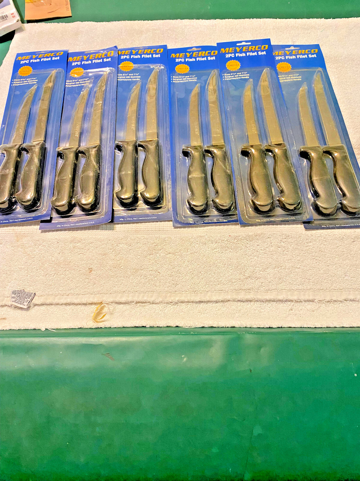 Meyerco 1 set of 6 packages 2 piece fish filet set  12 knives total. new