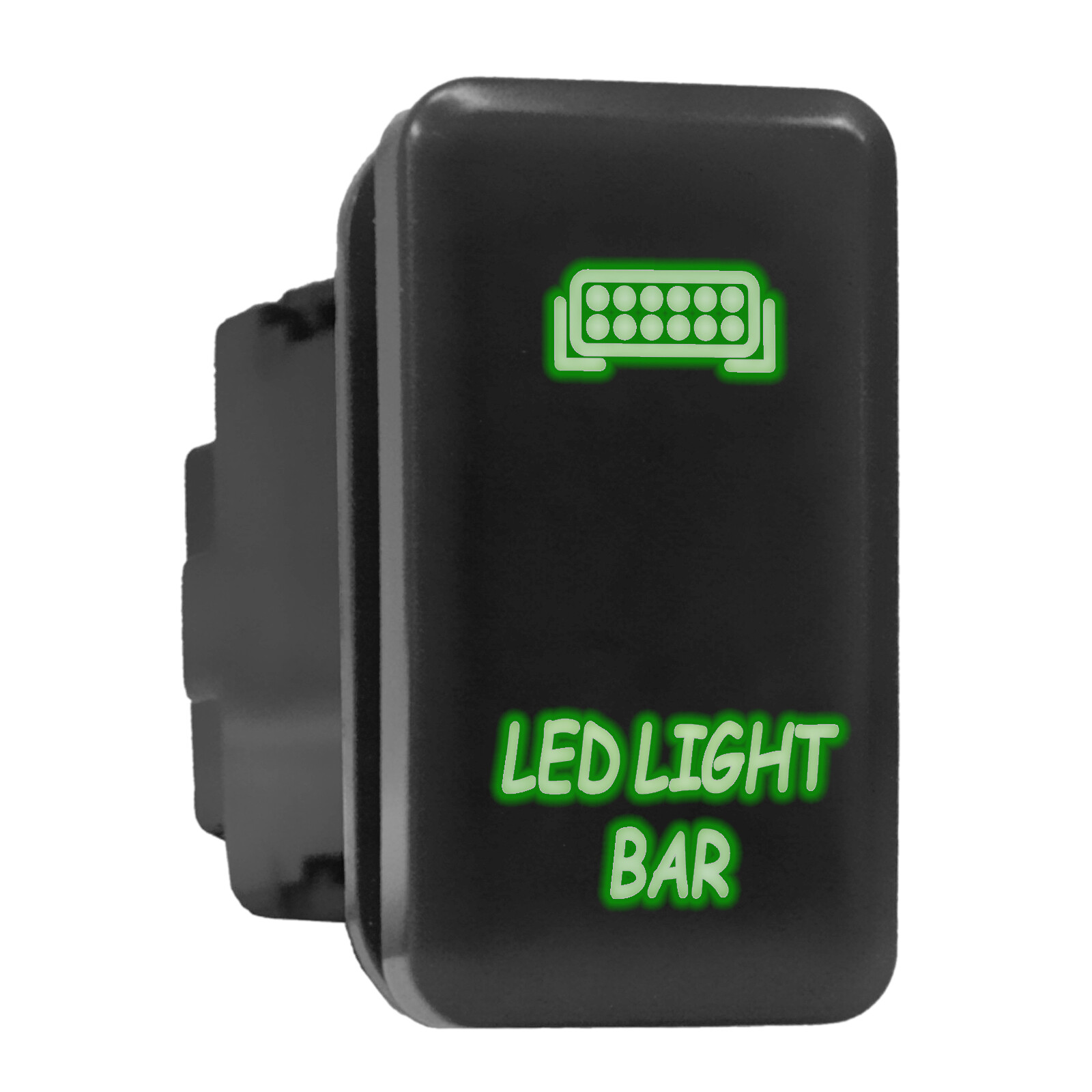 LED LIGHT BAR - Green Backlit Push In Switch 1.54"x 0.83" (Fit: Toyota)