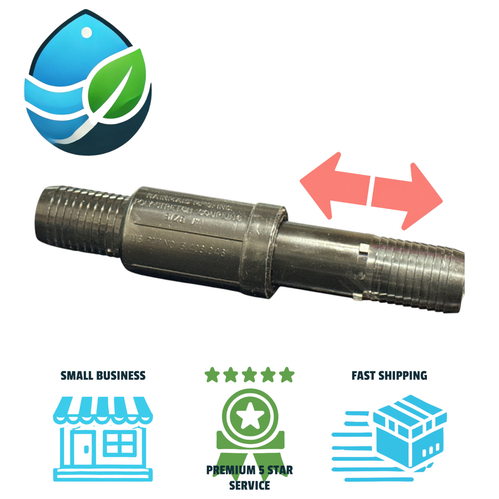 Rainmaid PSC-10 1" Poly-Stretch Coupling Poly Pipe Irrigation Repair Fitting