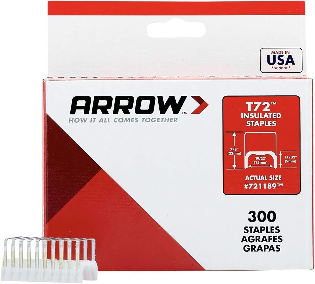 Arrow 721189 Genuine 1/2-Inch T72 Insulated Staple, 300-Pack