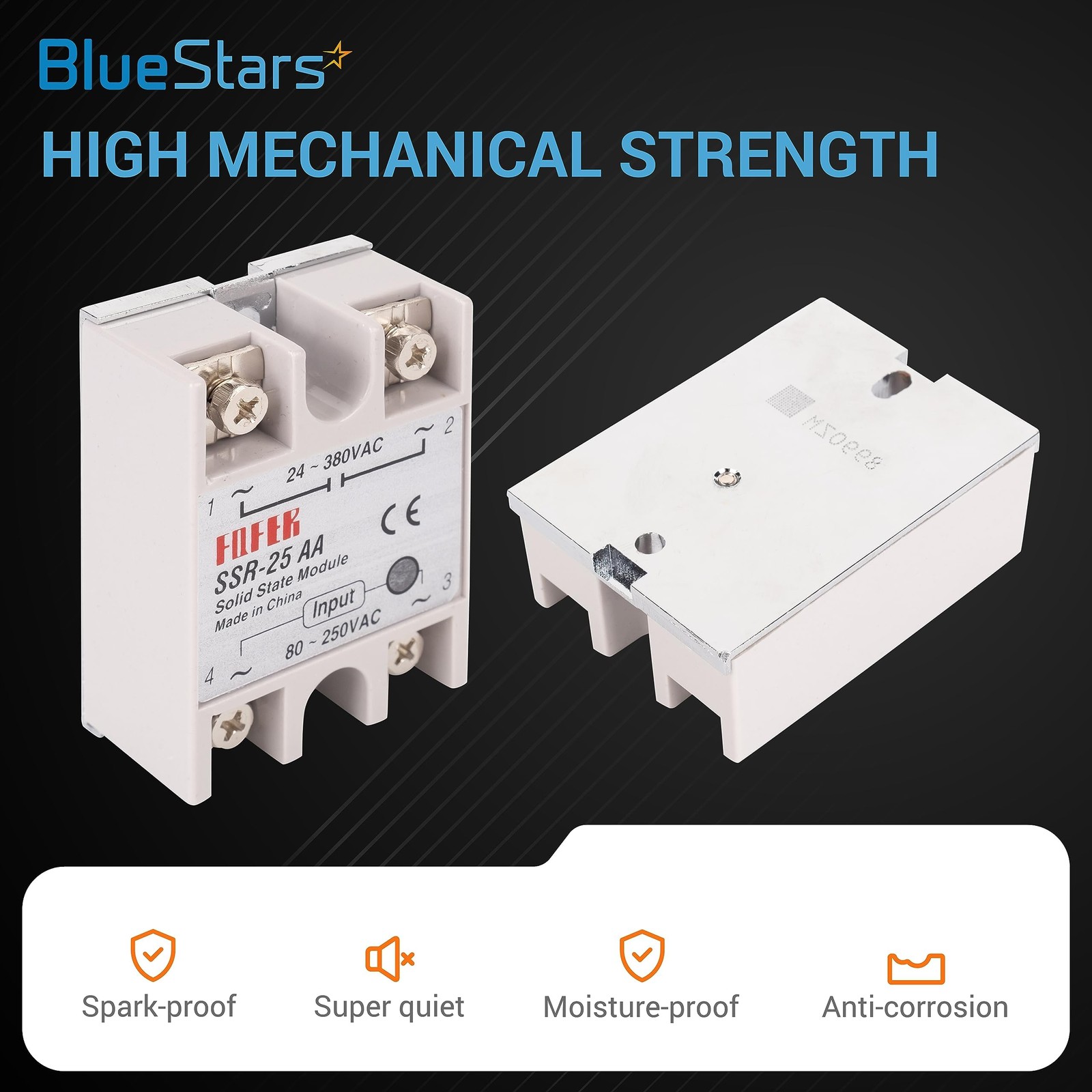 SSR25AA Solid State Relay AC 80250V Input AC 24380V Output 25A Module 2 PCS