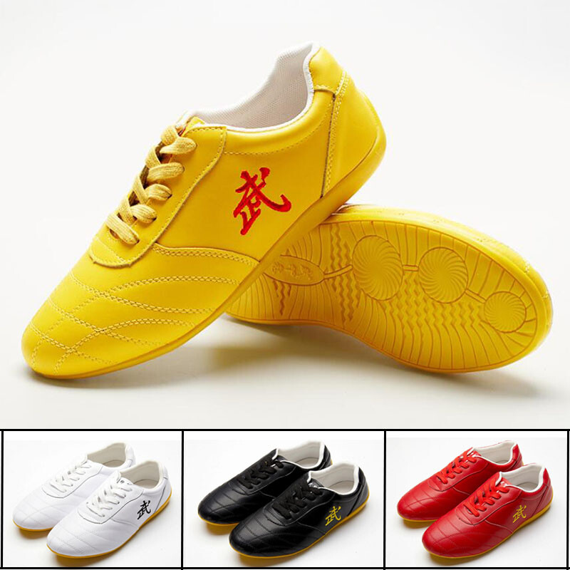 Leather Tai Chi Martial Arts Shoes Kung Fu Sneakers Unisex Sport Taolu Footwear