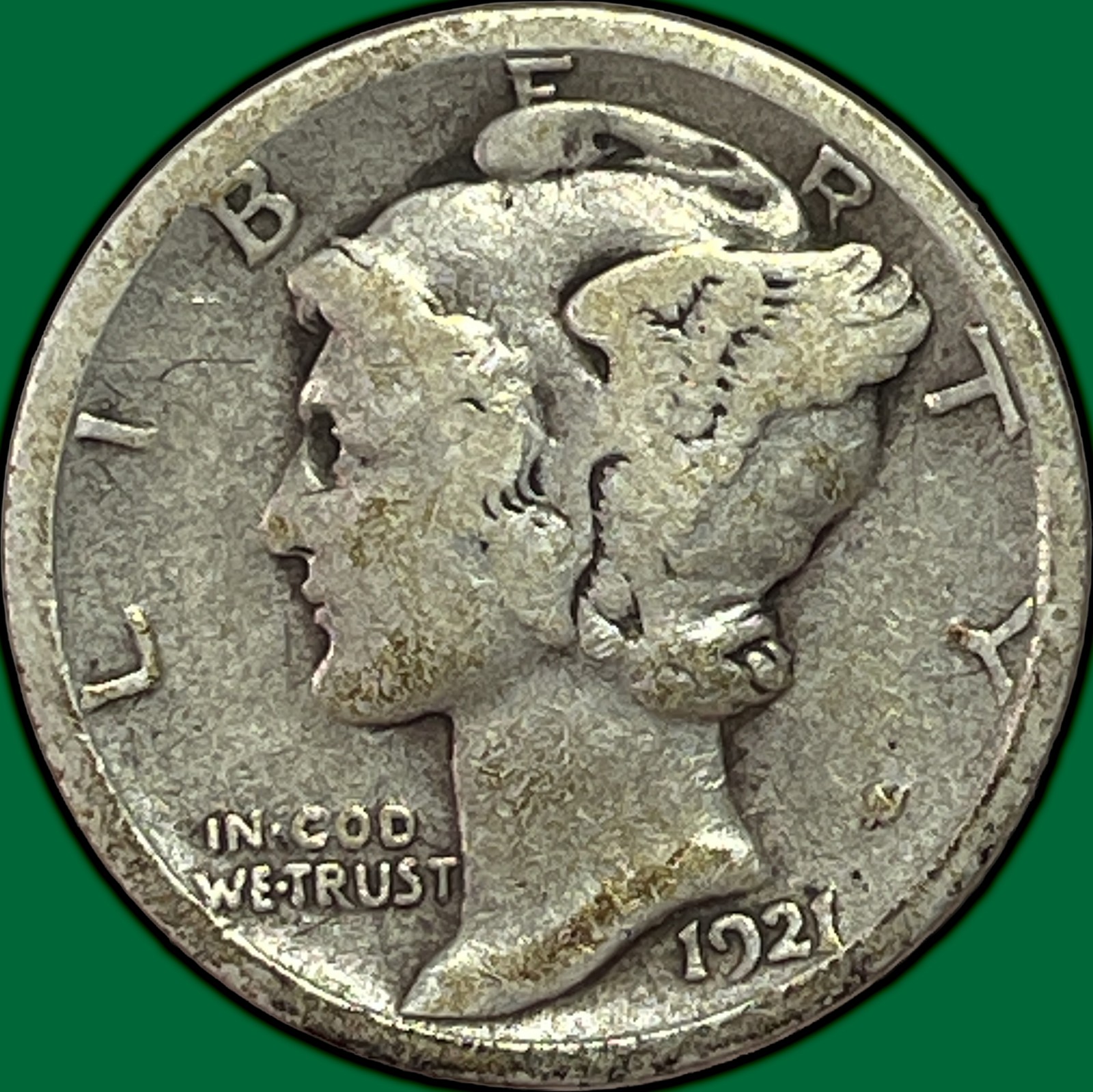 1921-D Mercury Dime Fine F Coin #36891