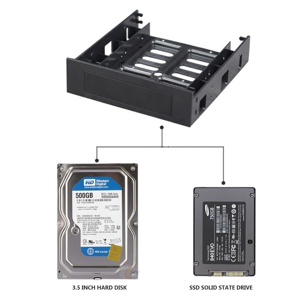 Uonlytech HDD Bracket 3.5 Drive Cage Bay Internal Black