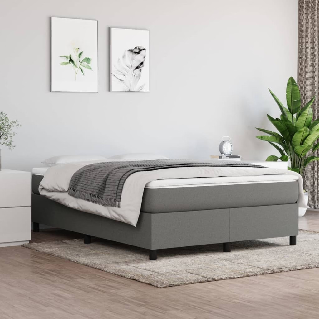 Box Spring Bed Frame Dark Gray Fabric (US/AU Only)
