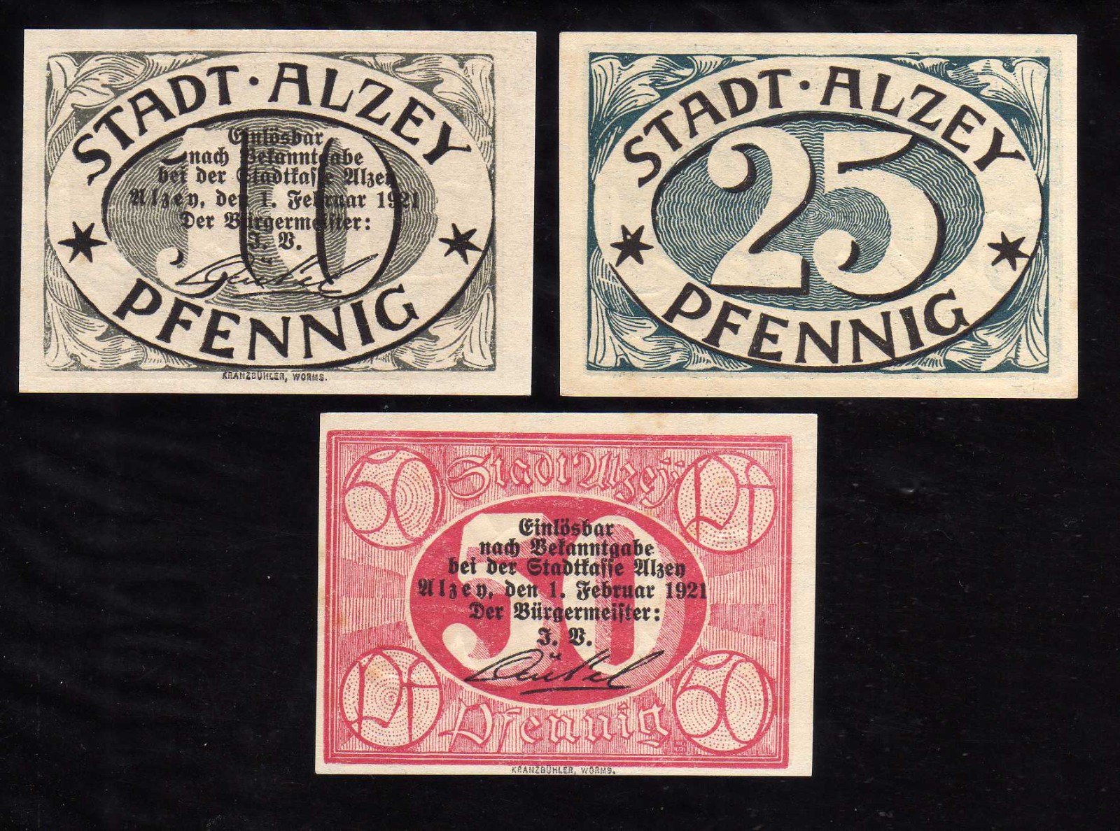 ALZEY -  GERMANY NOTGELD -  10, 25, 50  PFENNIG