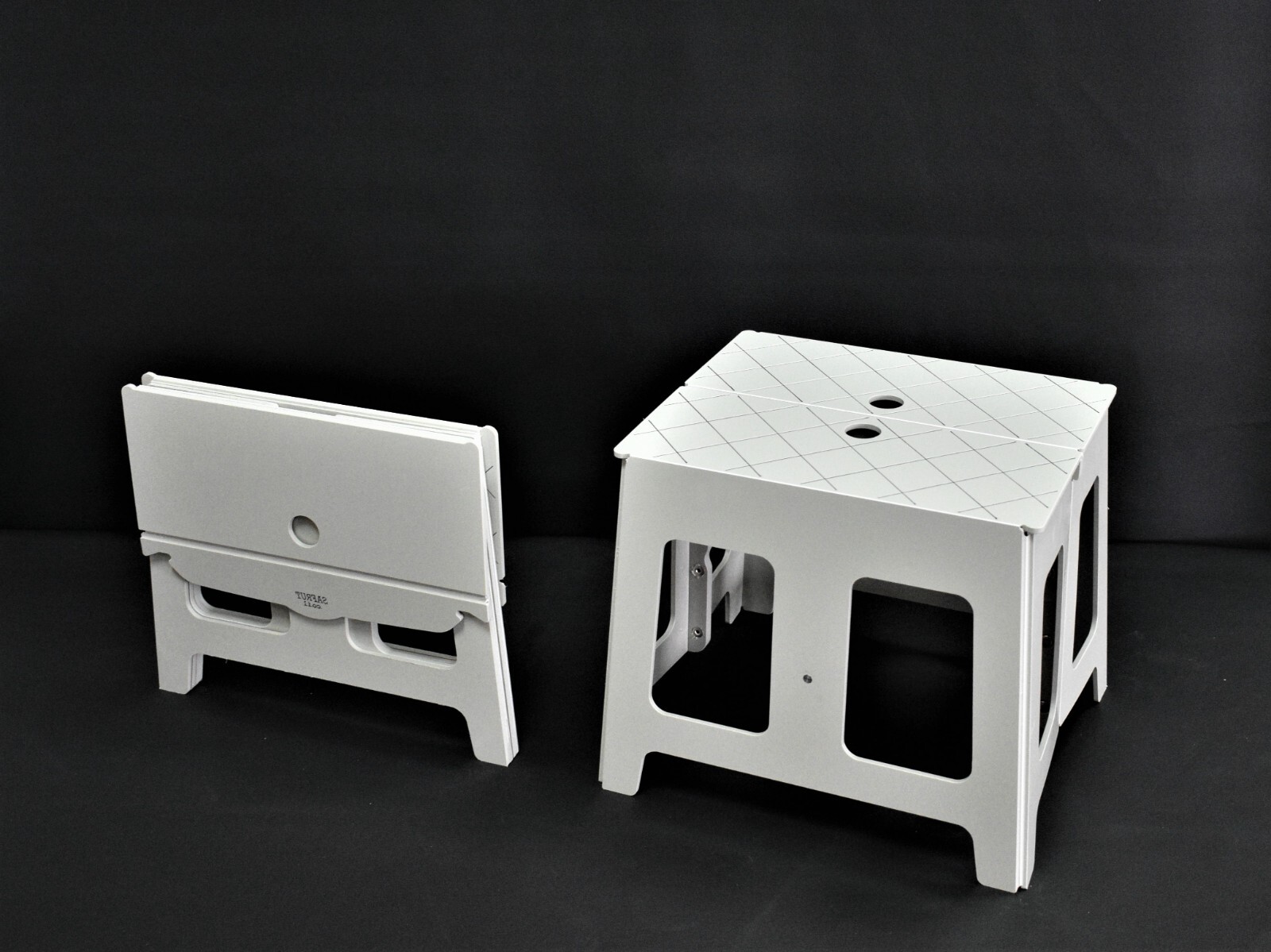 Padded portable Mini-Stool 10"/25 cm. Flat-folding compact lightweight seat/step