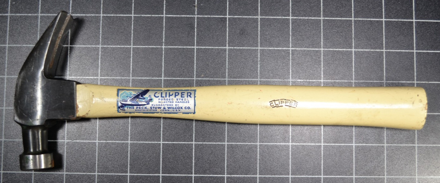PECK, STOWE & WILCOX Co - CLIPPER - 20oz - STRAIGHT CLAW HAMMER - NEW OLD STOCK