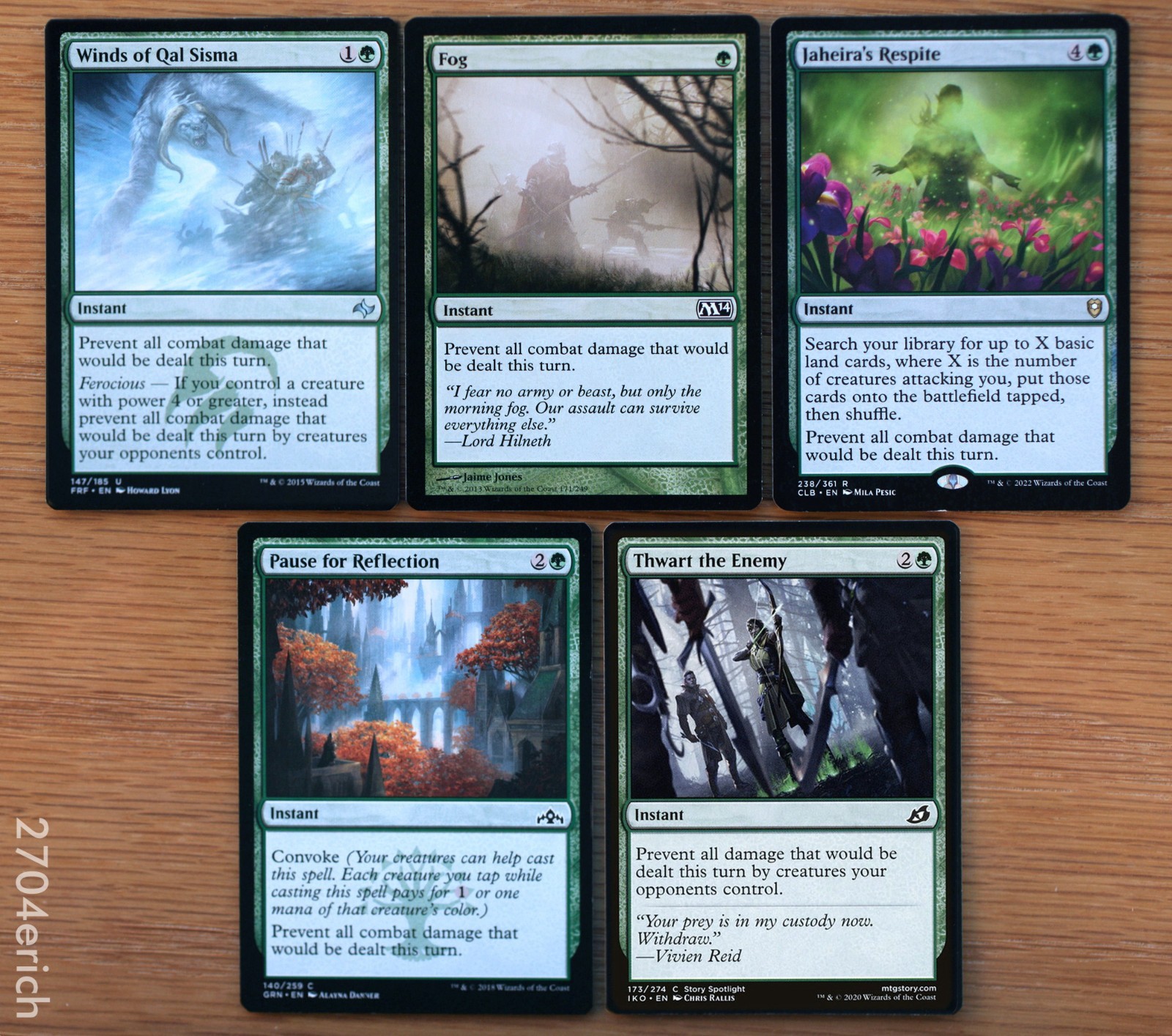 Set of 5 Green Instant Fog Spells *NM* (English Magic the Gathering MTG)
