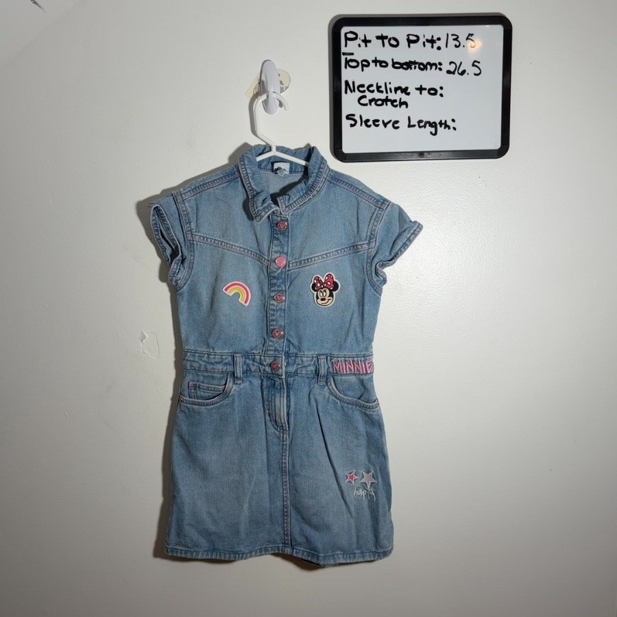 Disney Minnie Mouse Denim Dress Girls Size 7-8 Light Blue