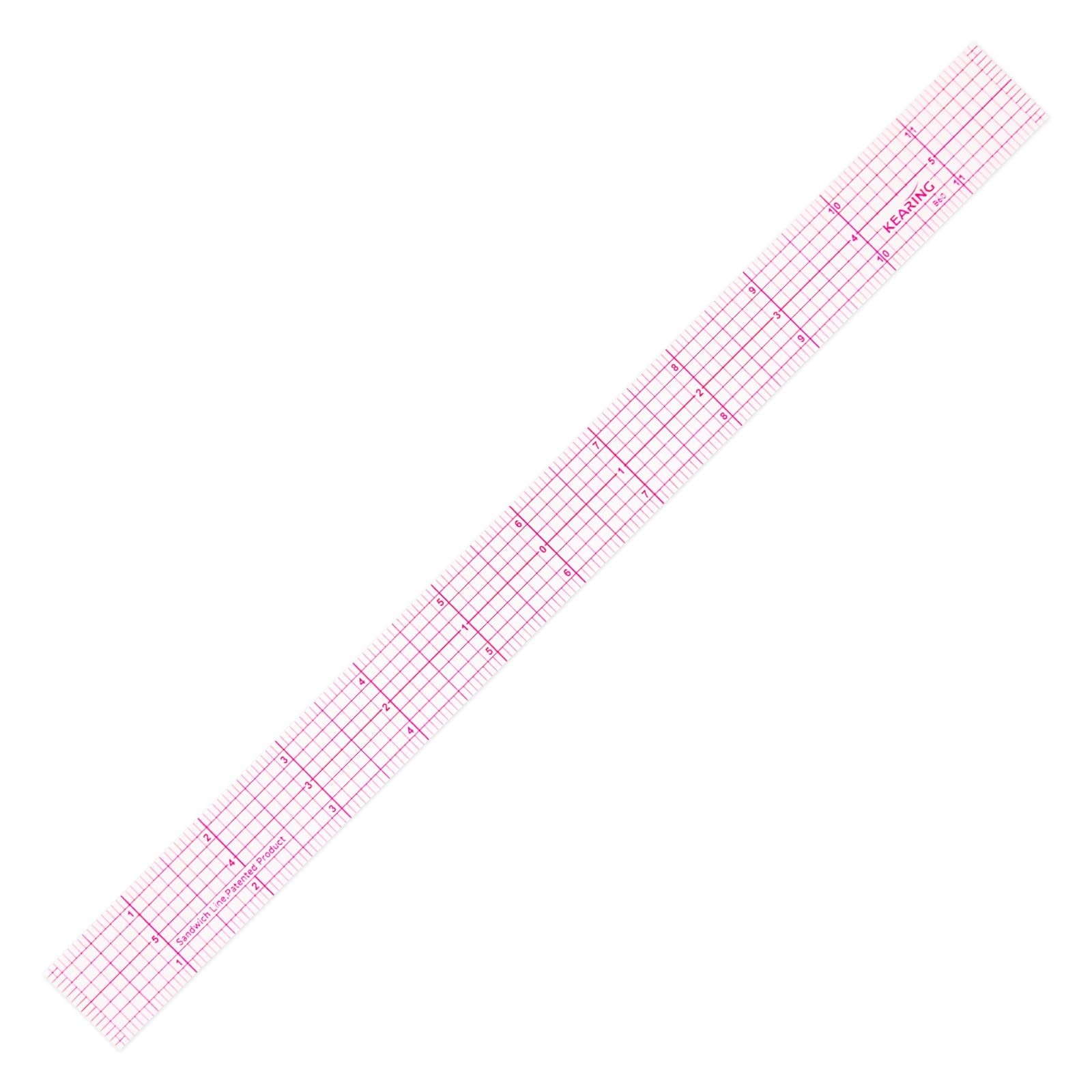 KEARING 1" x 12" Clear Sewing Graph Ruler, Transparent Pattern Making Ruler f...