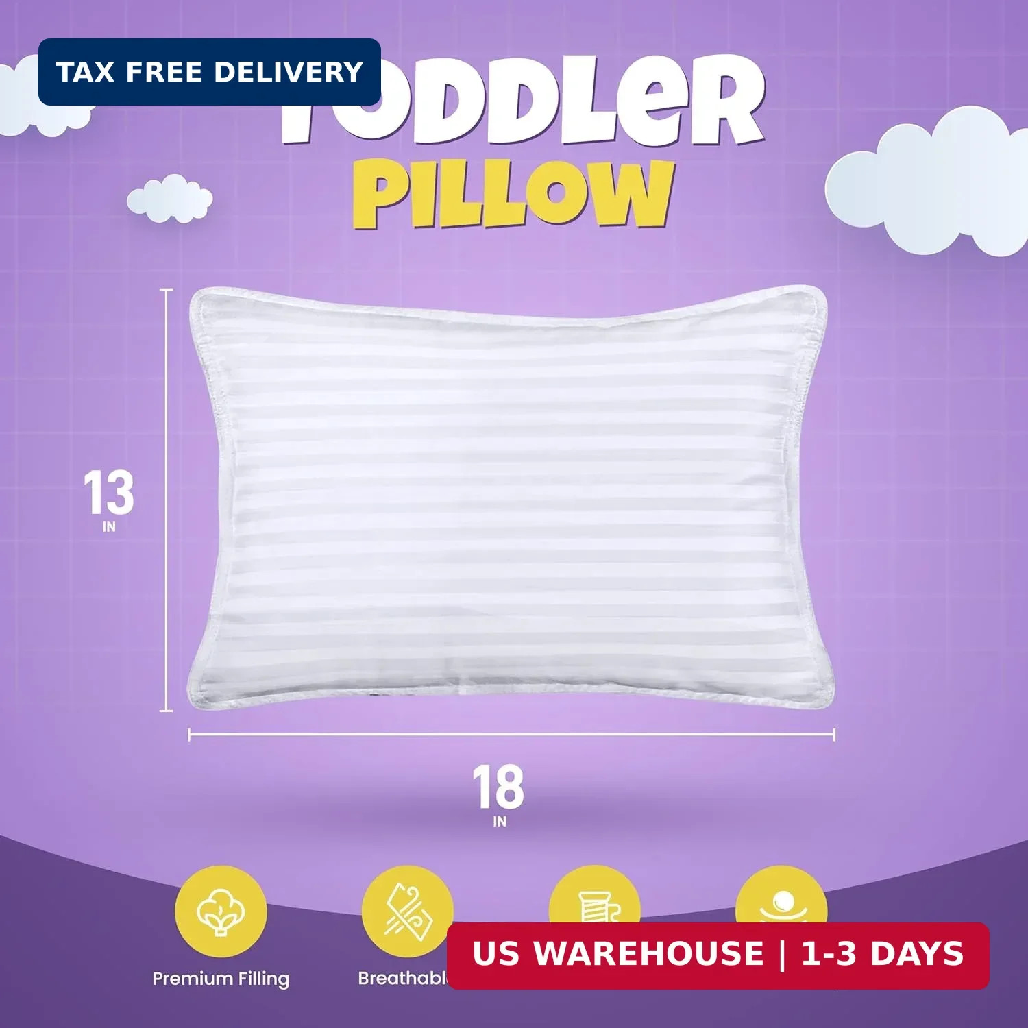 Utopia Bedding Toddler Pillow (White, 2 Pack), 13x18 Pillows for Sleeping, Soft