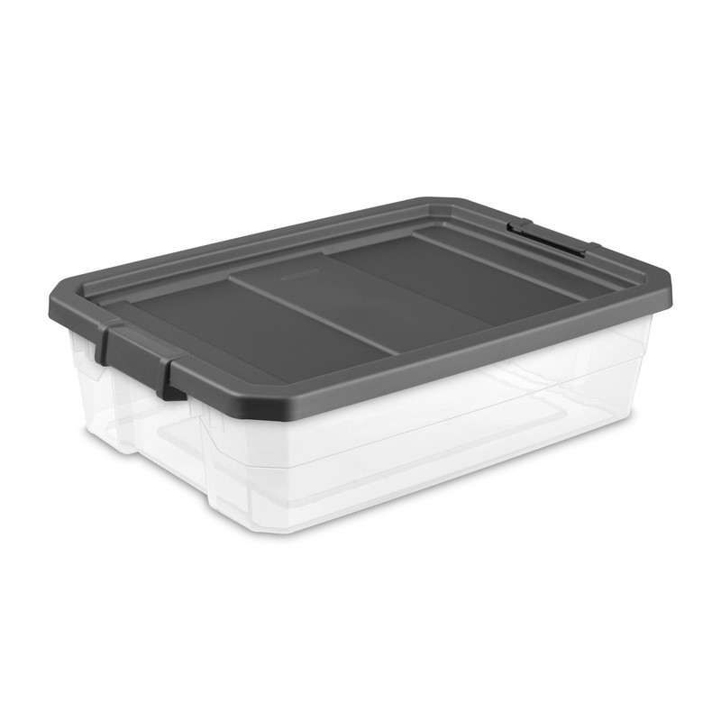 Durable Stackable Storage Bin W/ Secure Lid Closet Garage Basement Organization