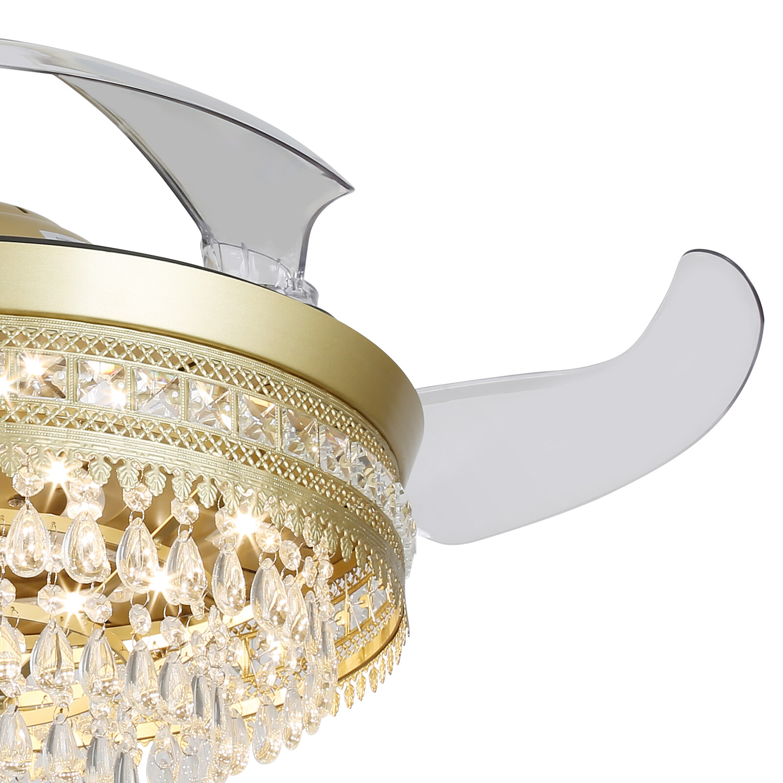 Modern Crystal Ceiling Fan Light with Remote Control and LED IlluminationUS