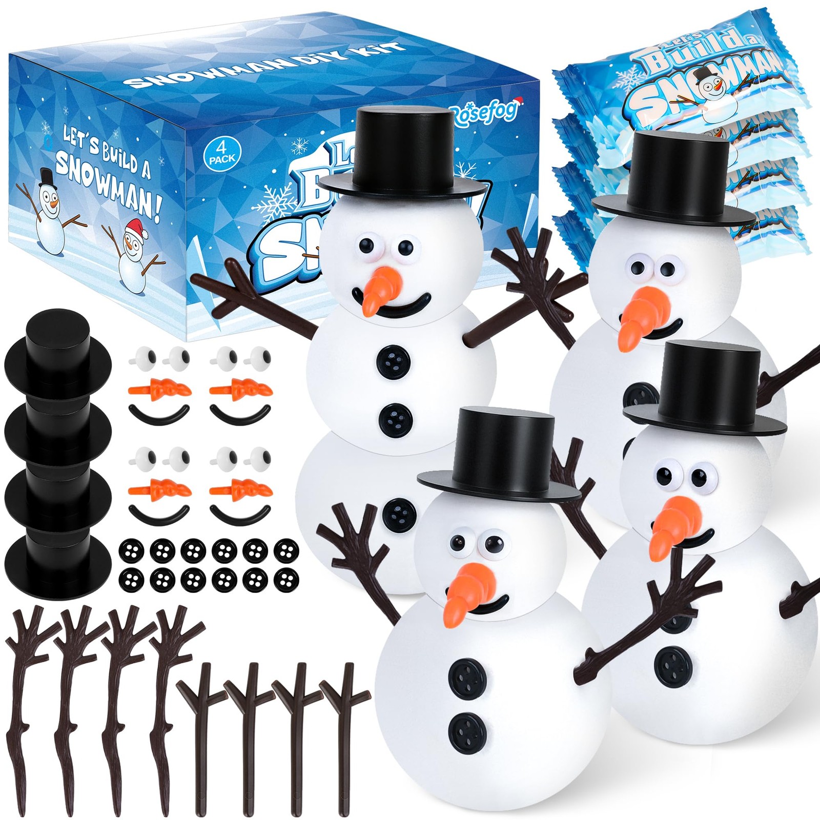 4 Pack Christmas Crafts, Air Dry Clay Snowman Craft, Do You 1.7 inches, White