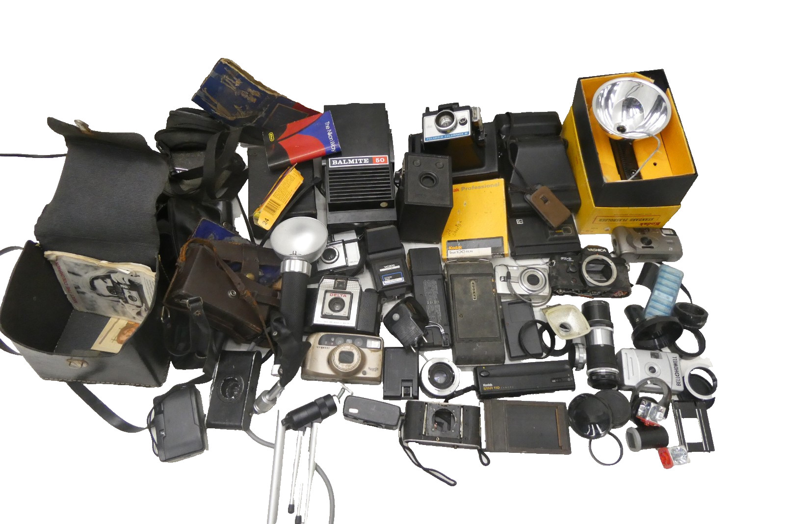 Mixed Lot of Antique & Vintage Broken & Used Camera Parts Accessories Cases Film