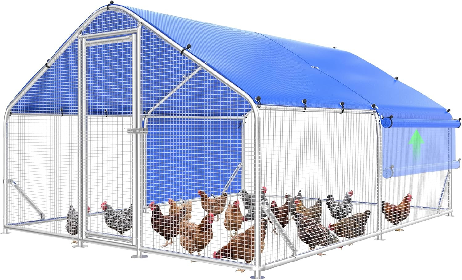 Sino Luban Large Metal Chicken Coop Run with Galvanized Hardware Cloth for 20 Ch