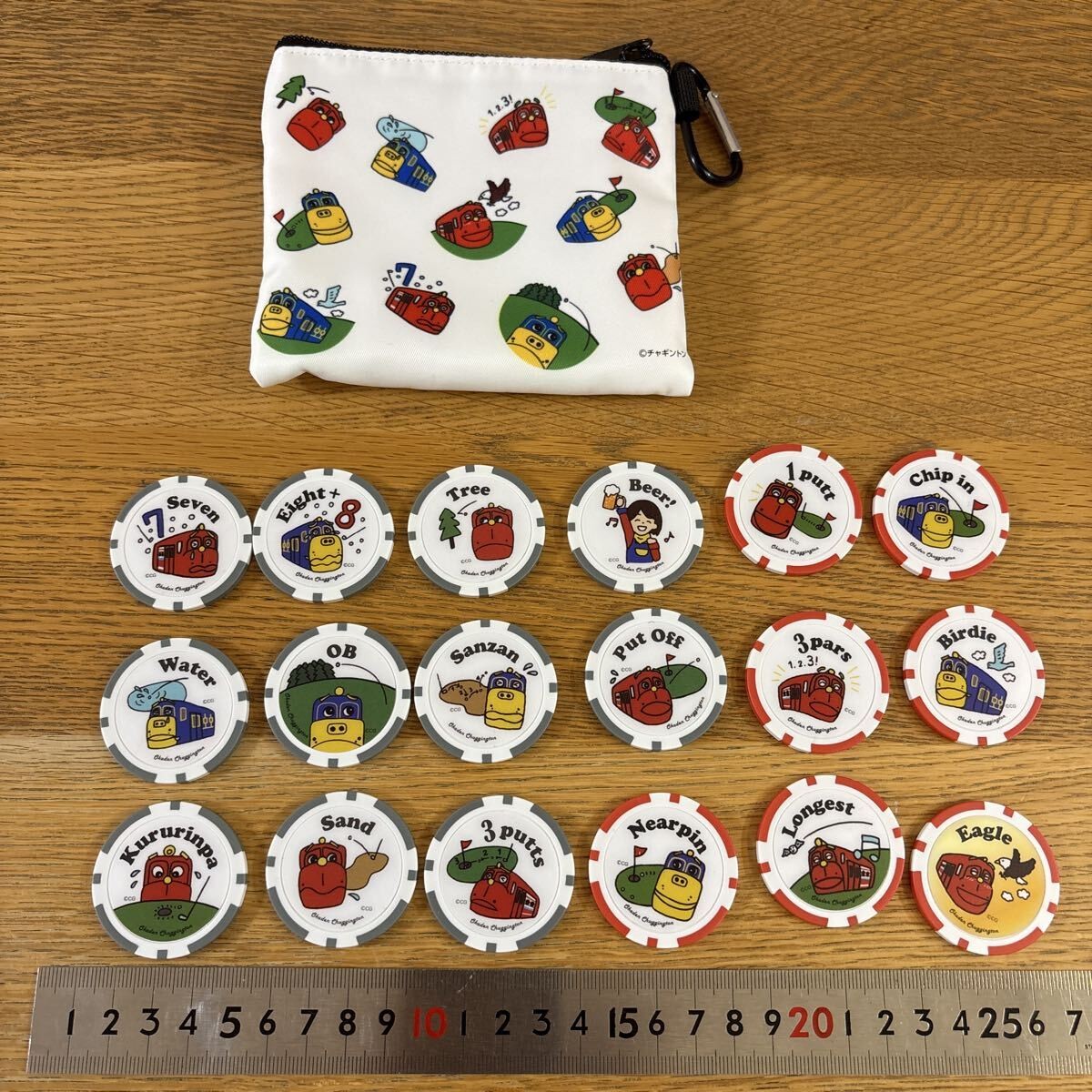 Okaden Chuggington Golf Marker 18 Piece Set Pouch and Tees 15+