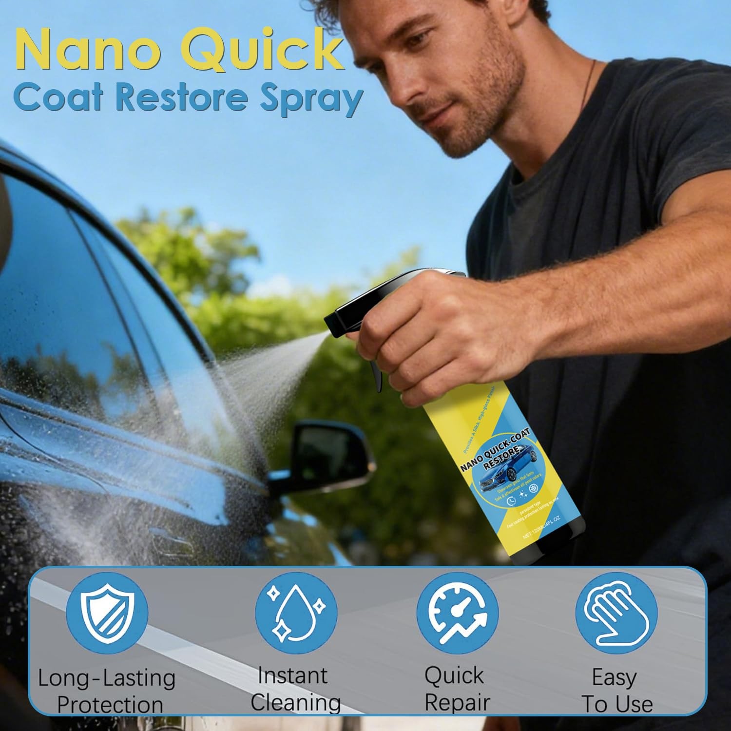 2PCS Nano Quick Coat Restore Coating Spray, 2026 Advanced Nano Quick Effect Coat