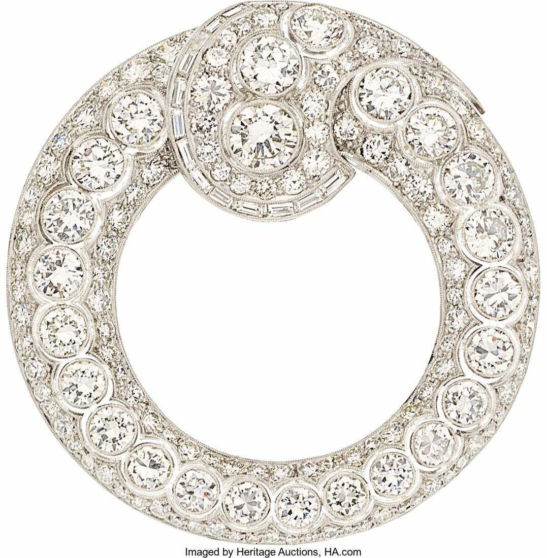 Features European Round and Baguette Cut 13.58CT Cubic Zirconia Circle Brooch