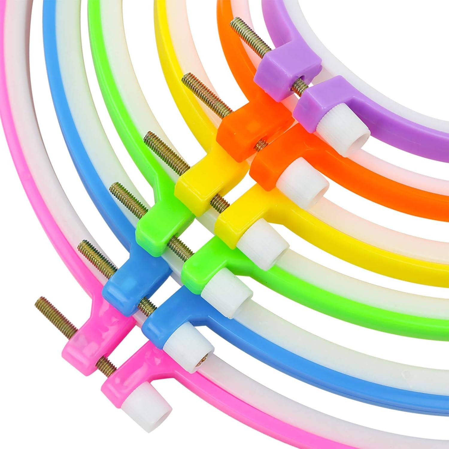Similane 6 Pieces Embroidery Hoops, Plastic Circle Cross Stitch Multicolor