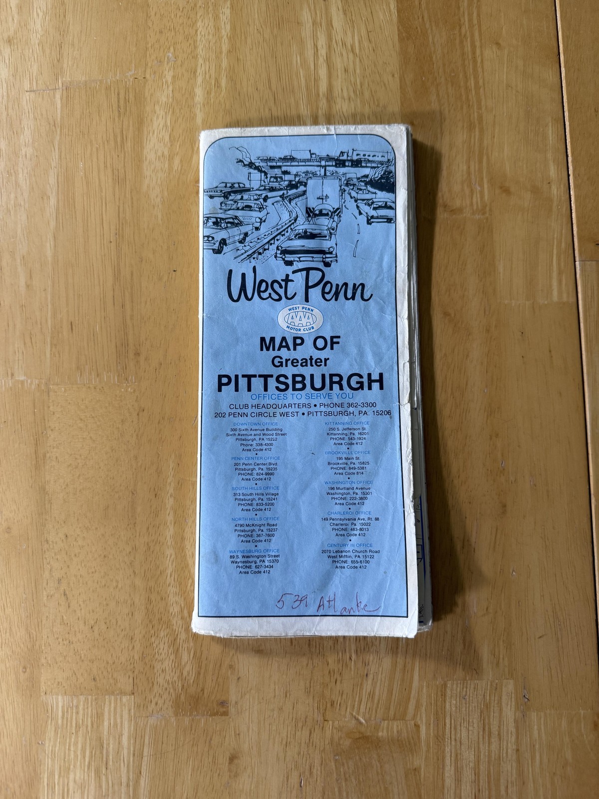 Vintage West Penn Greater Pittsburgh Road Map Travel Folded Brochure USA