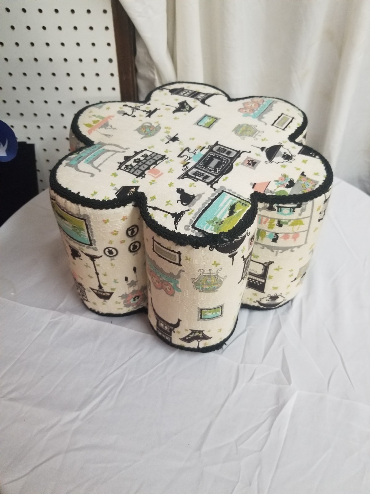 Vintage Handmade Six Sided Foot Stool Out Of Cans