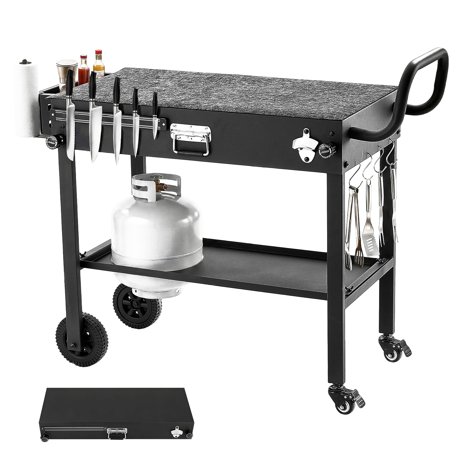 31"x17" Outdoor Grill Cart Grilling Table for Picnics Foldable Outdoor Cooking