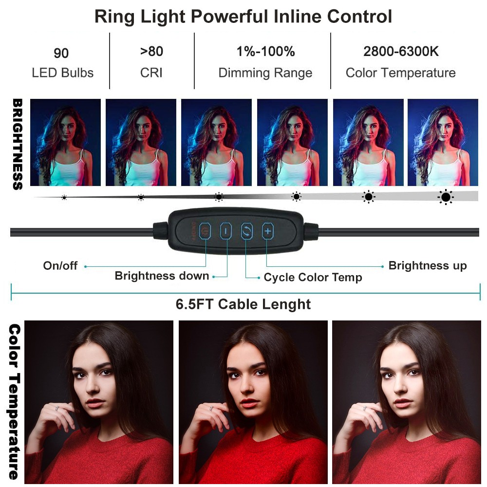 10" LED Ring Light 50" Tripod Tablet & Phone Holder for Streaming Makeup Video